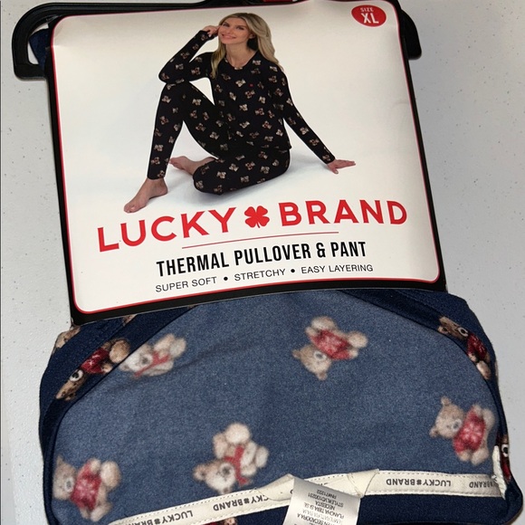 Lucky Brand Navy Bear Print Thermal Set - Picture 5 of 5